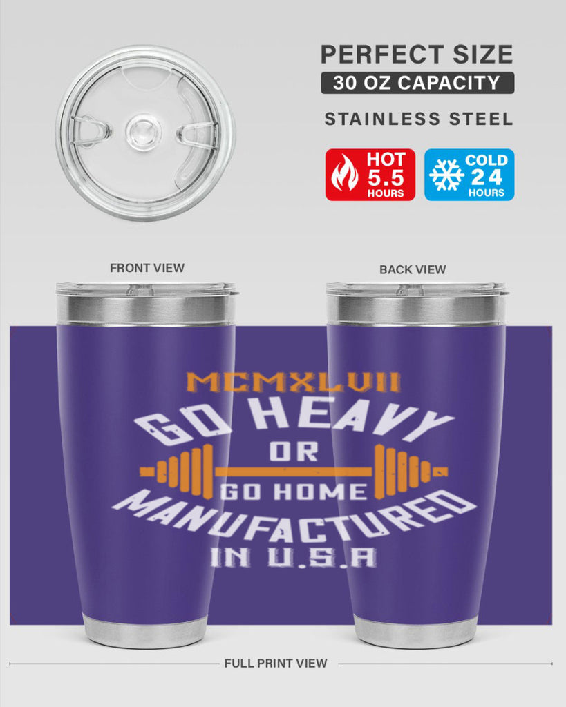 mcmxlvii go heavy or go home manufactured in 84#- gym- Tumbler