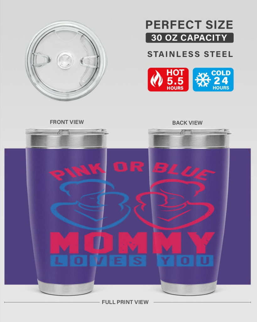 pink or blue Mommy Loves you Style 21#- baby shower- tumbler