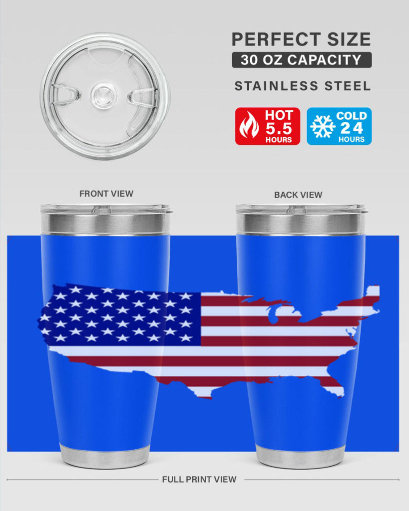 Flag With Map Style 50#- Fourt Of July- Tumbler