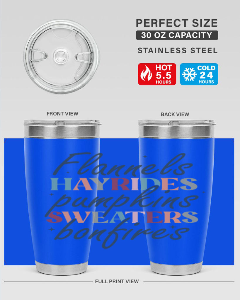 Flannels Hayrides Pumpkins Sweaters Bonfires 184#- fall- Tumbler