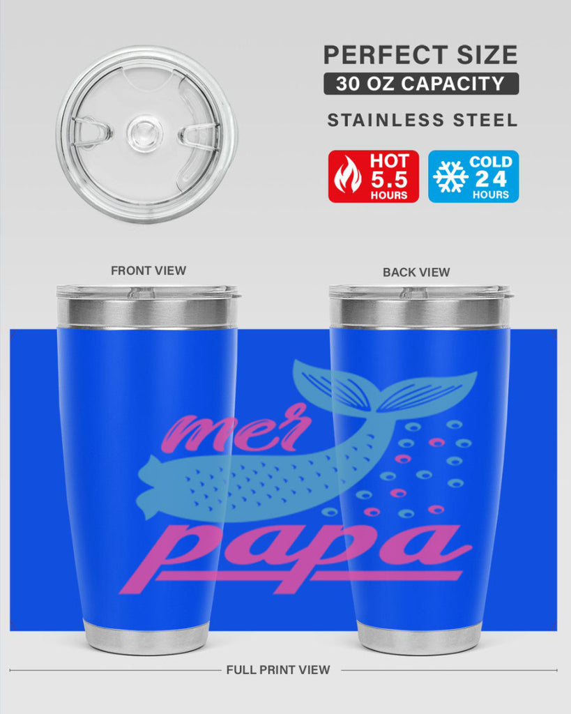 Mer Papa 344#- mermaid- Tumbler