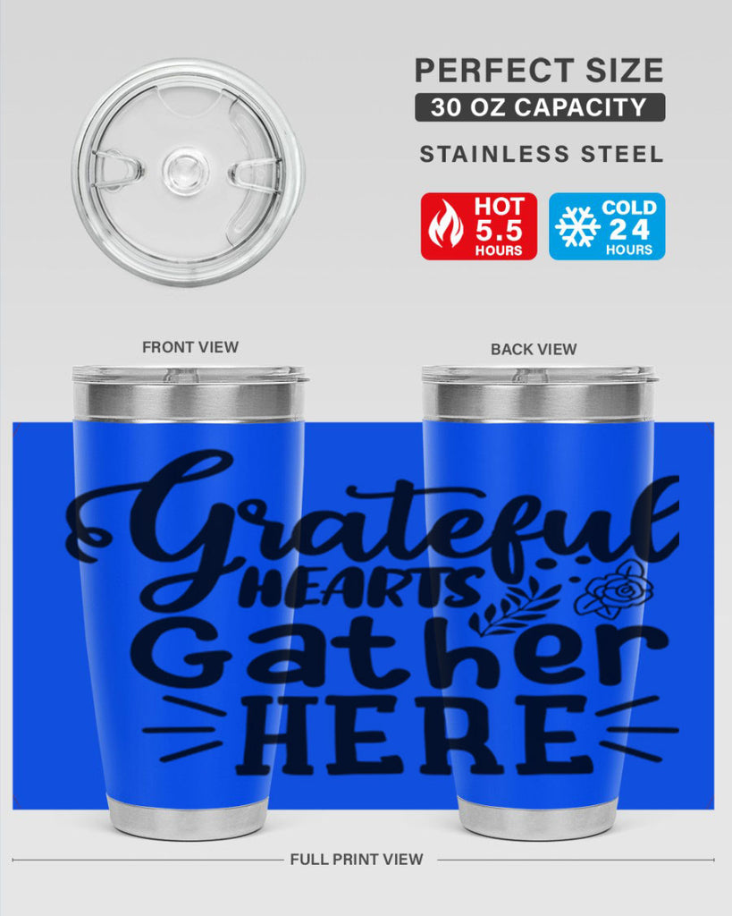 grateful hearts gather here 58#- thanksgiving- Tumbler