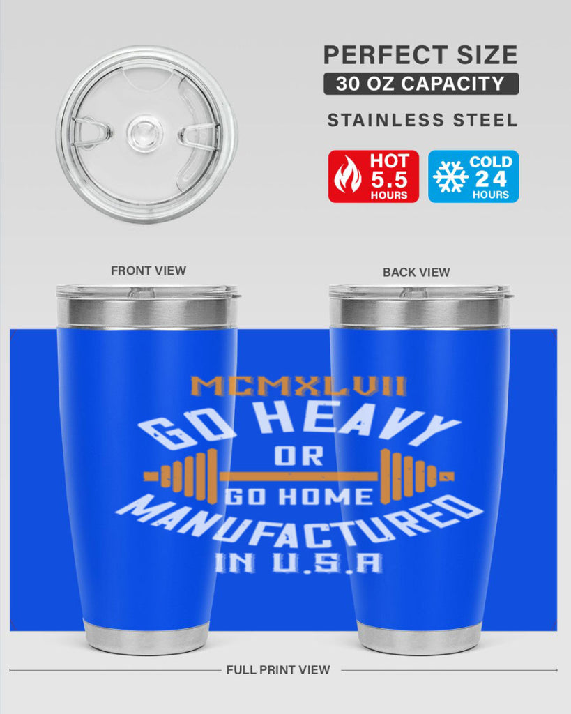 mcmxlvii go heavy or go home manufactured in 84#- gym- Tumbler
