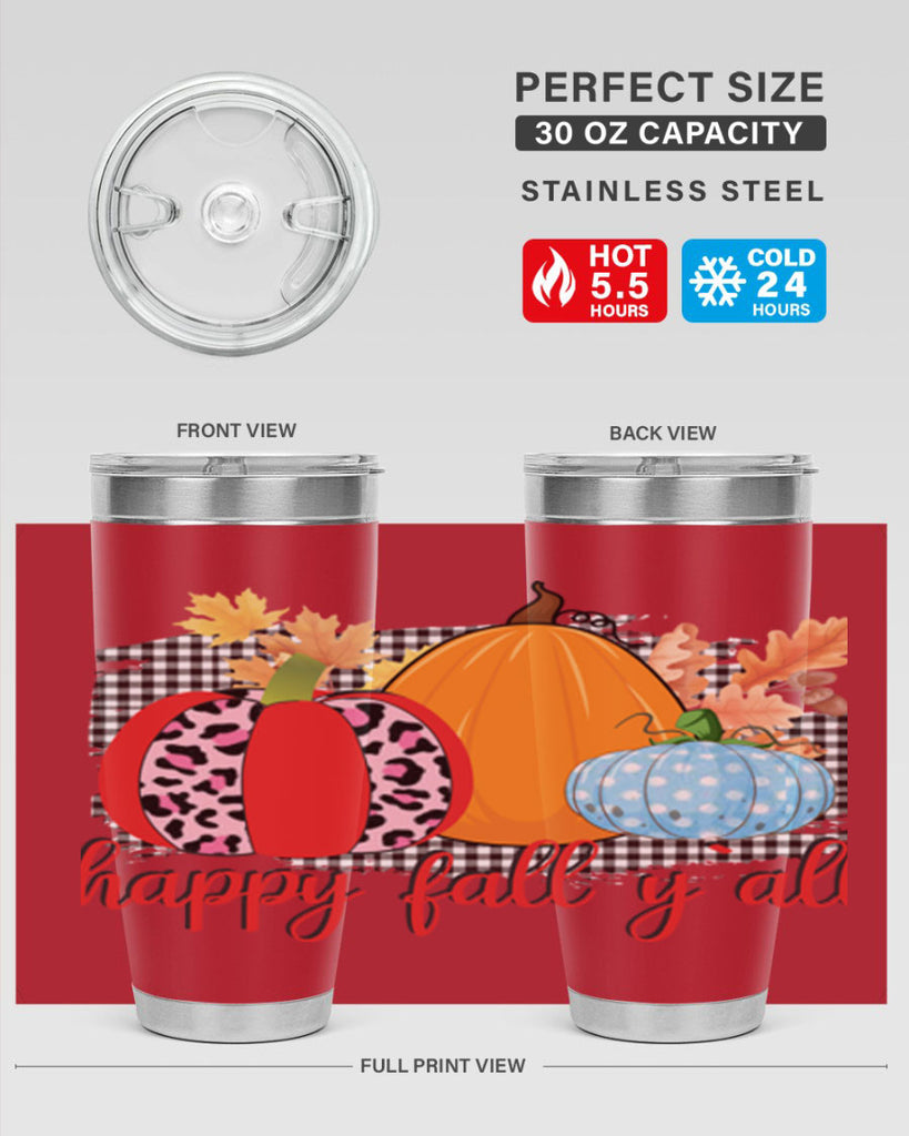 Happy Fall Yall Leopard 229#- fall- Tumbler