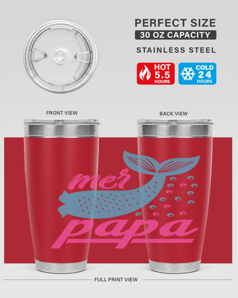 Mer Papa 344#- mermaid- Tumbler