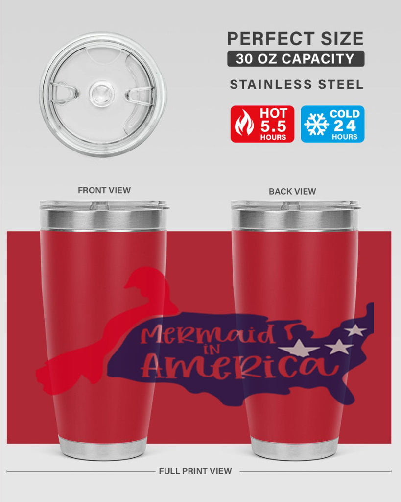 Mermaid In America Style 167#- Fourt Of July- Tumbler