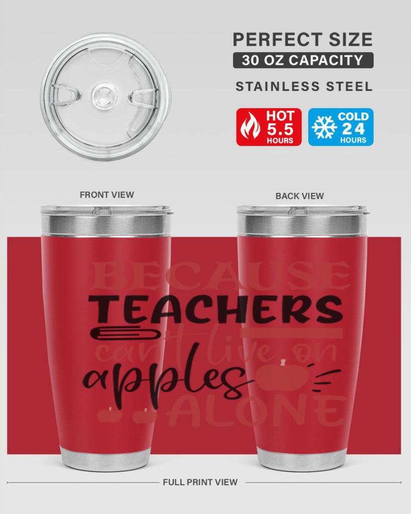 because teachers cant live on apples alone Style 121#- teacher- tumbler