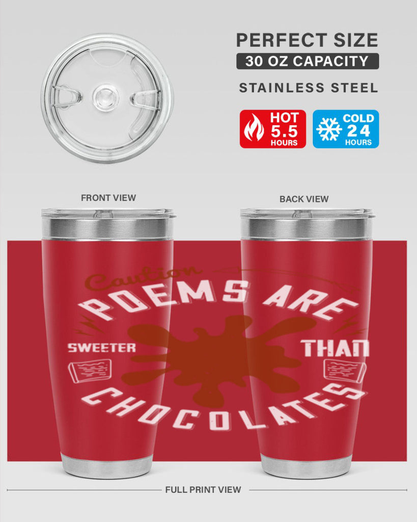 caution poems are sweeter than chocolates 2#- chocolate- Tumbler