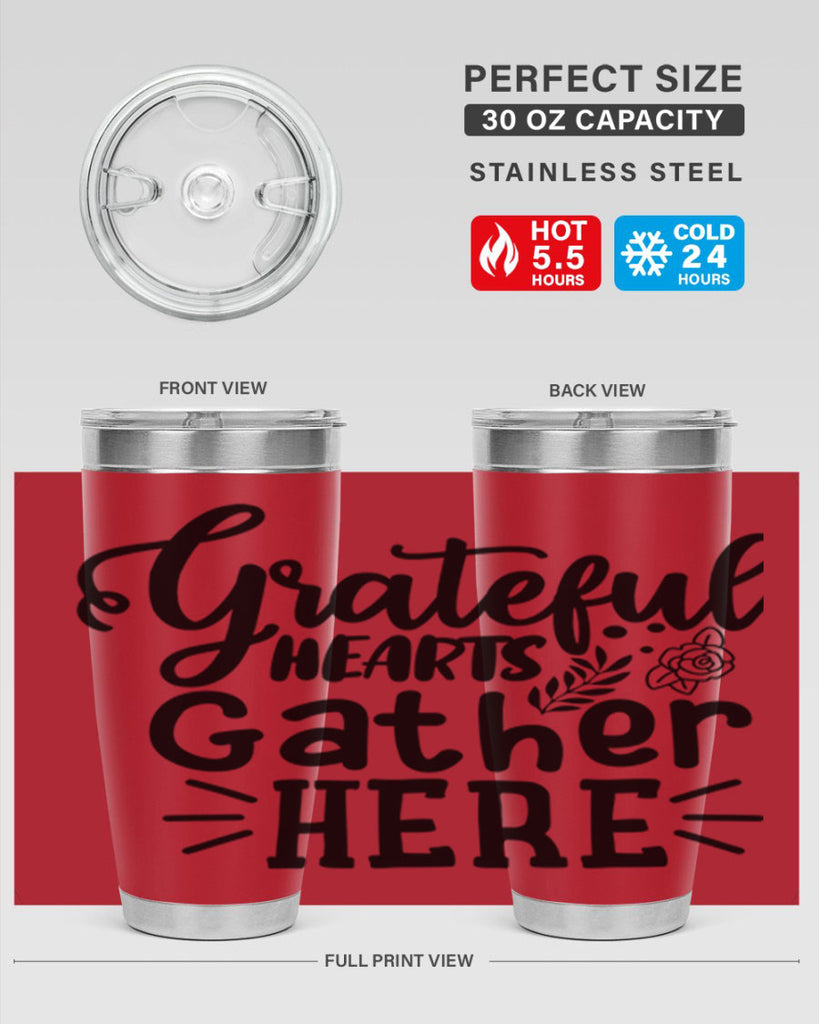 grateful hearts gather here 58#- thanksgiving- Tumbler