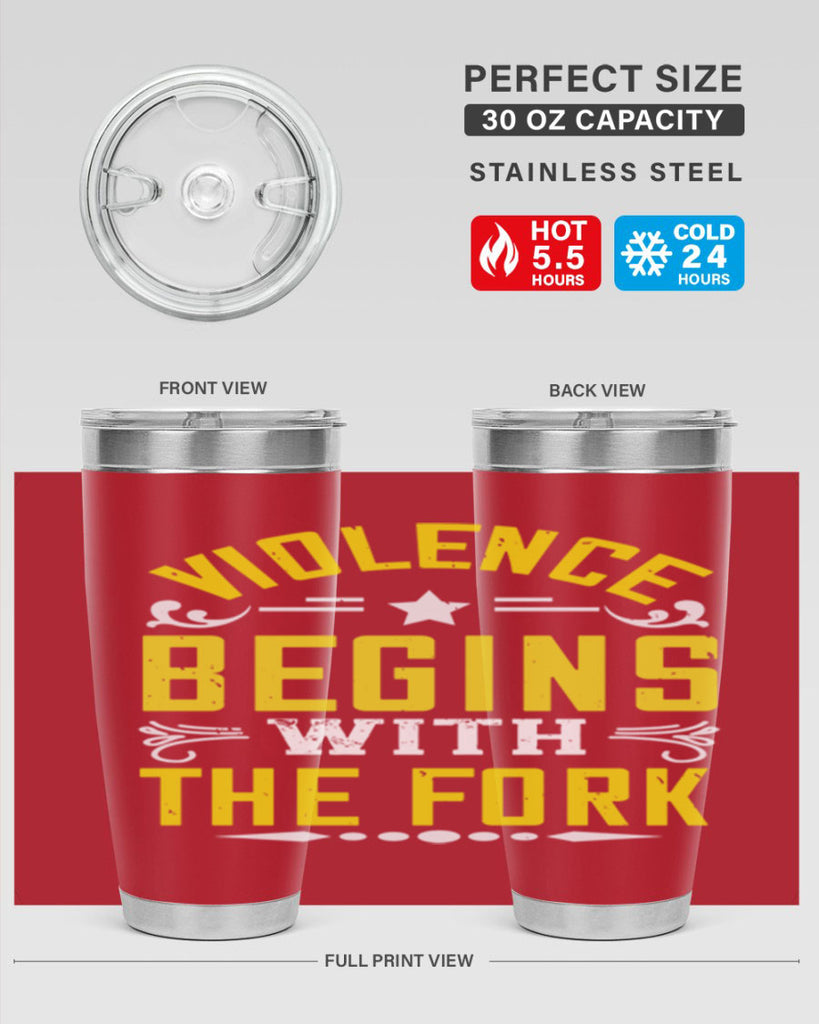 violence begins with the fork 11#- vegan- Tumbler