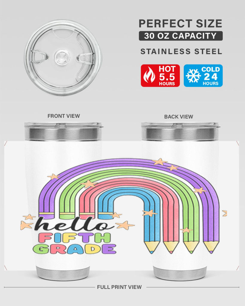 Hello 5th Grade Pencil Rainbow 13#- 5th grade- Tumbler