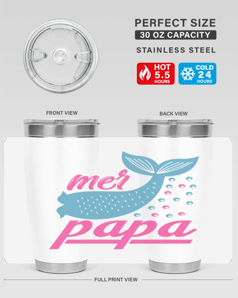 Mer Papa 344#- mermaid- Tumbler