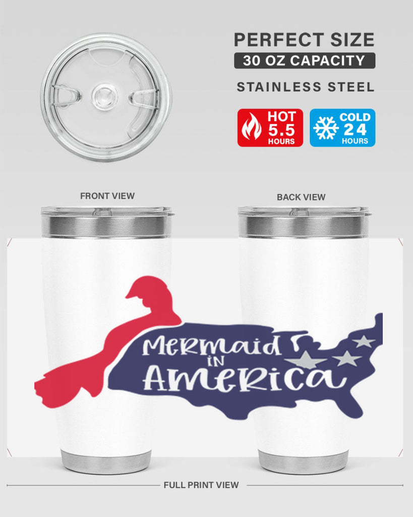 Mermaid In America Style 167#- Fourt Of July- Tumbler
