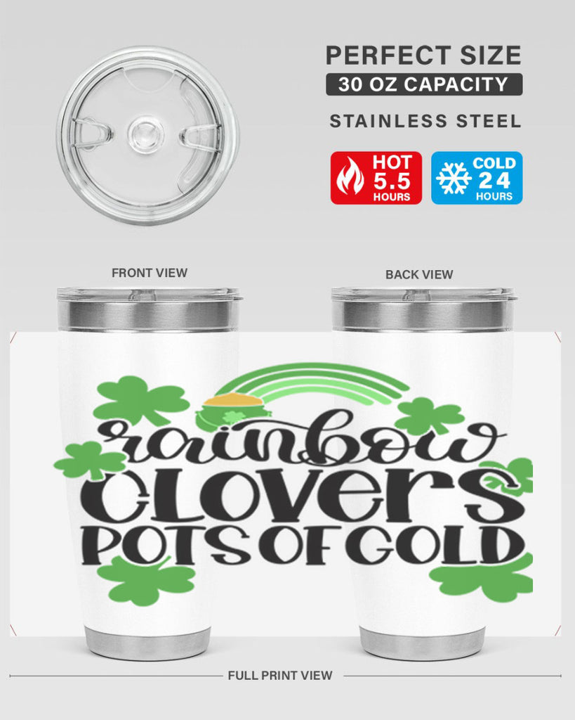 Rainbow Clovers Pots Of Gold Style 35#- St Patricks Day- Tumbler