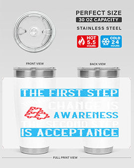 The first step toward change is awareness The second step is acceptance Style 23#- self awareness- Tumbler