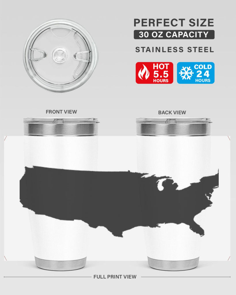 USA Solid Map Style 76#- Fourt Of July- Tumbler