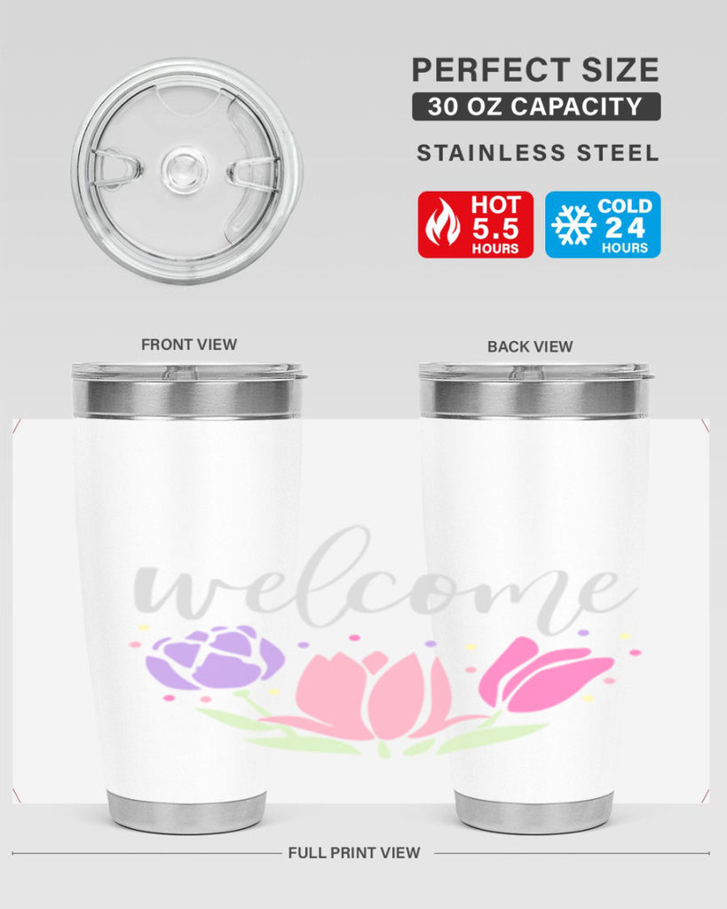 Welcome three flowers587#- spring- Tumbler