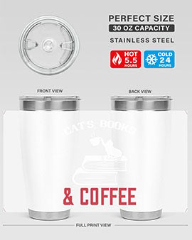 cats book and coffee Style 37#- cat- Tumbler