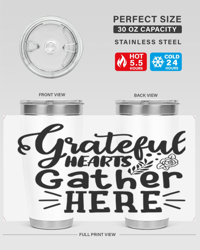 grateful hearts gather here 58#- thanksgiving- Tumbler