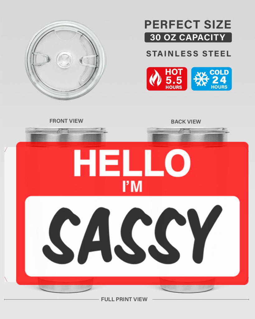 hello im sassy 129#- black words phrases- Cotton Tank