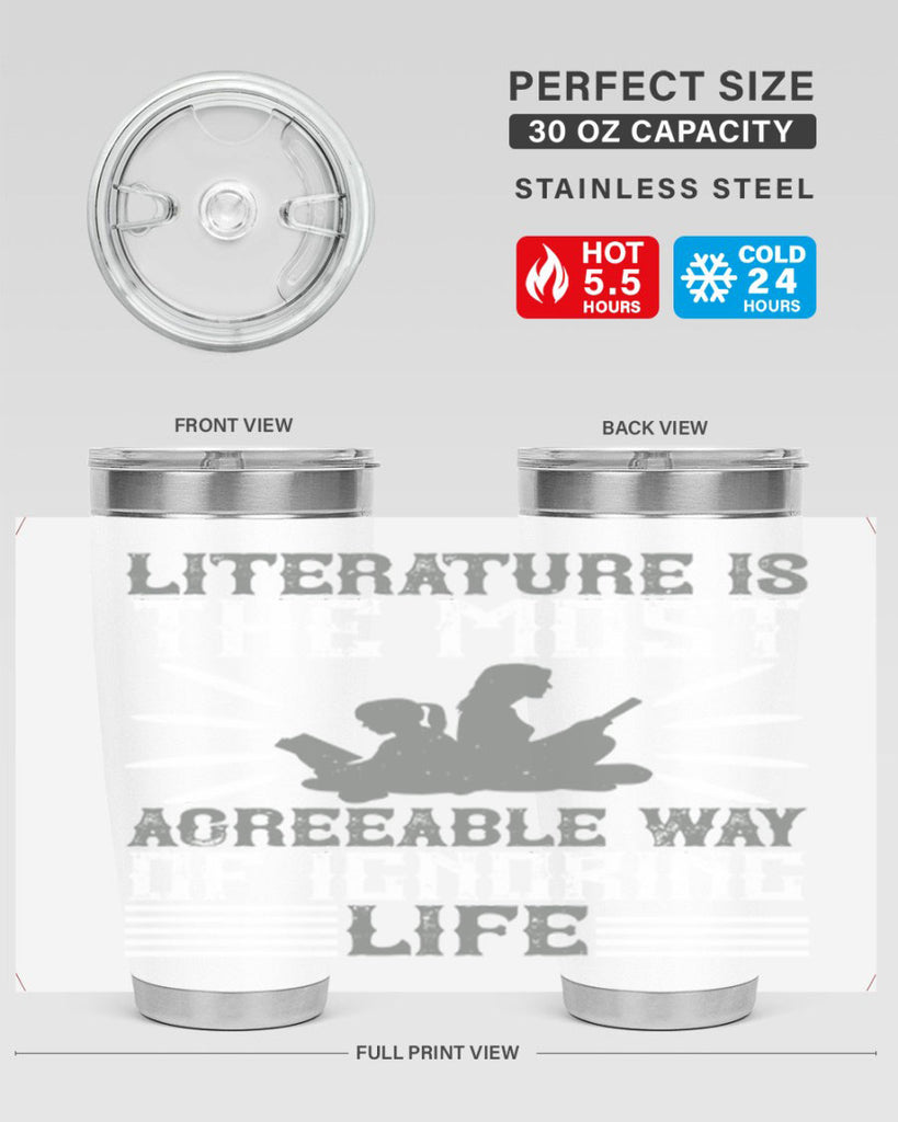 literature is the most agreeable way of ignoring life 61#- reading- Tumbler