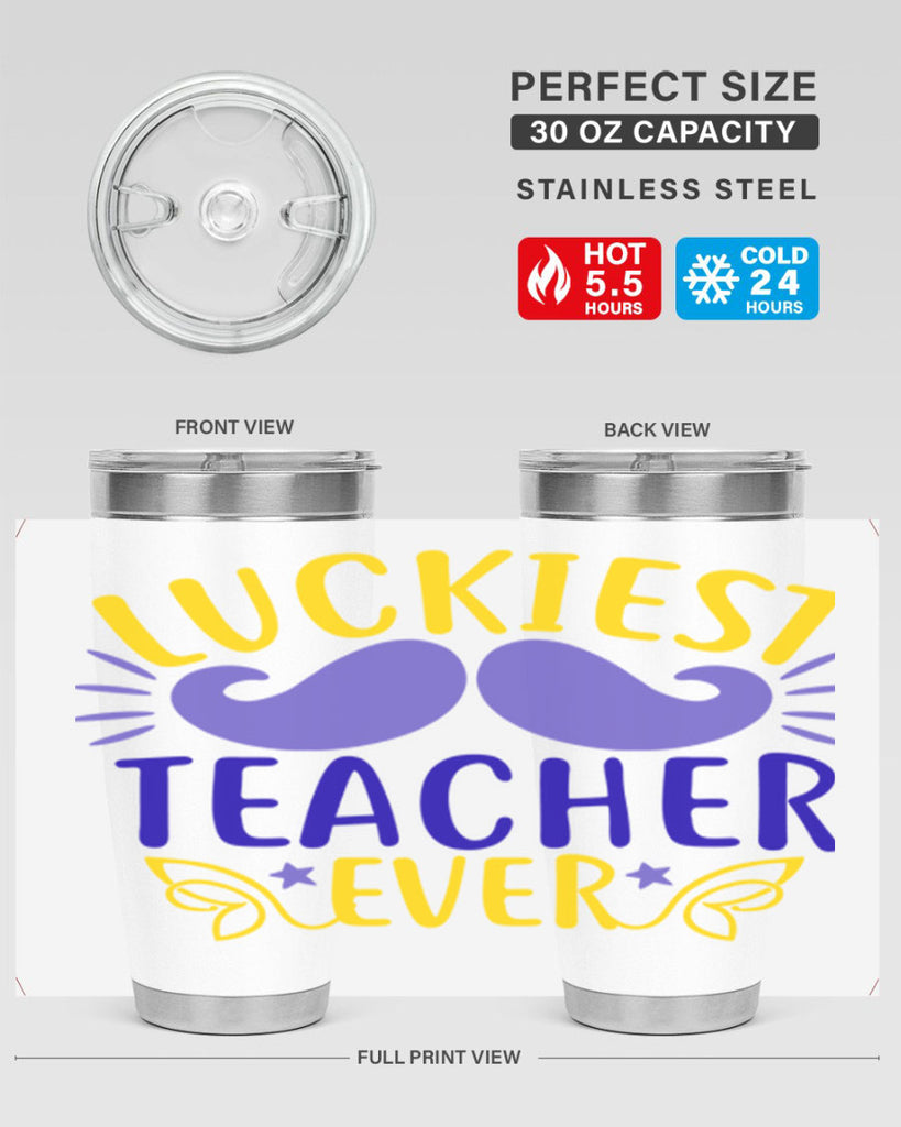 luckiest teacher ever 12#- mardi gras- Tumbler