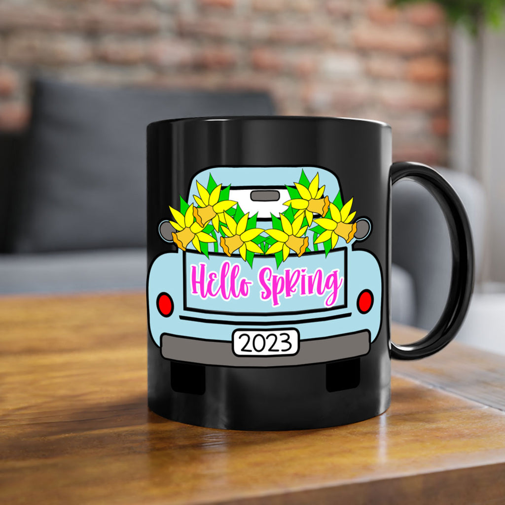 Hello Spring Farm truck with daffodils196#- spring-Mug / Coffee Cup