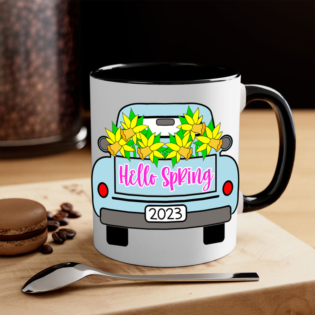 Hello Spring Farm truck with daffodils196#- spring-Mug / Coffee Cup