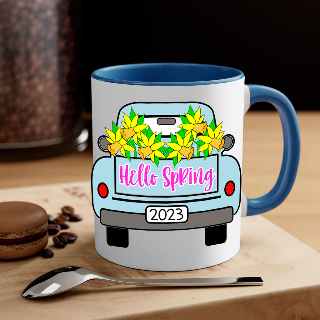 Hello Spring Farm truck with daffodils196#- spring-Mug / Coffee Cup