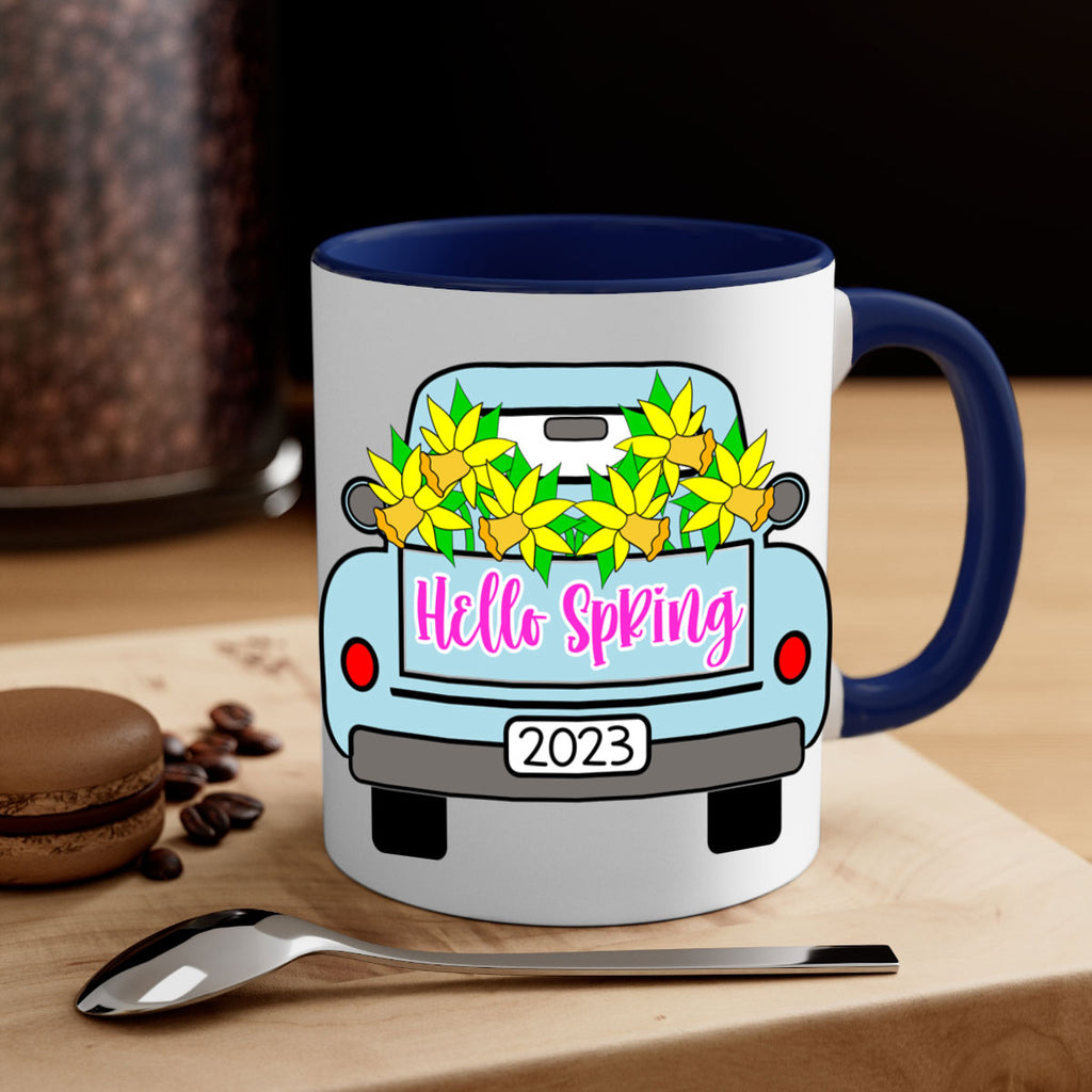 Hello Spring Farm truck with daffodils196#- spring-Mug / Coffee Cup