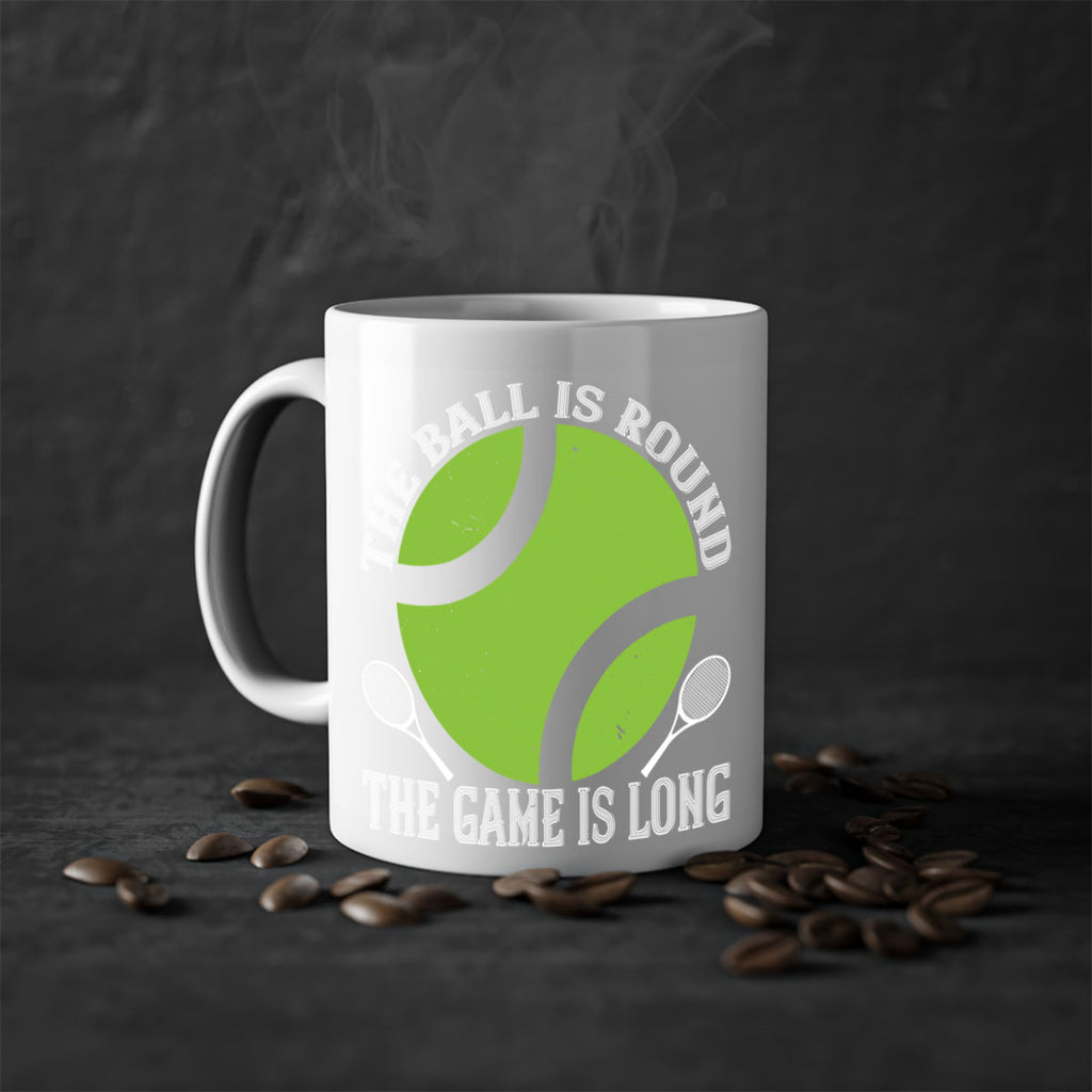 The ball is round the game is long 215#- tennis-Mug / Coffee Cup