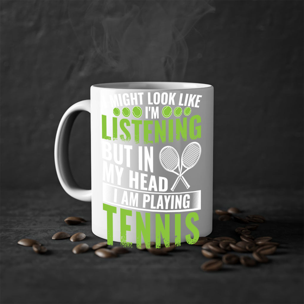 might look like im listening but im playing tennis 581#- tennis-Mug / Coffee Cup