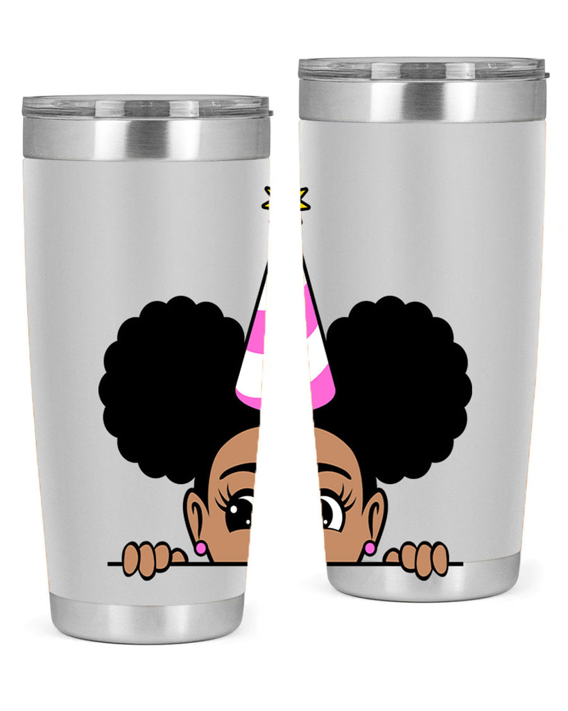 peekaboo afro puffs birthday girl 24#- women-girls- Tumbler