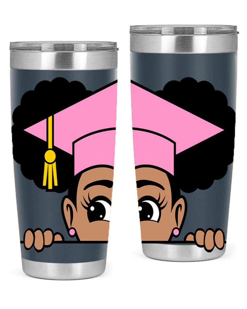 peekaboo afro puffs grad girl 23#- women-girls- Tumbler