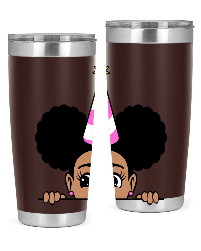 peekaboo afro puffs birthday girl 24#- women-girls- Tumbler