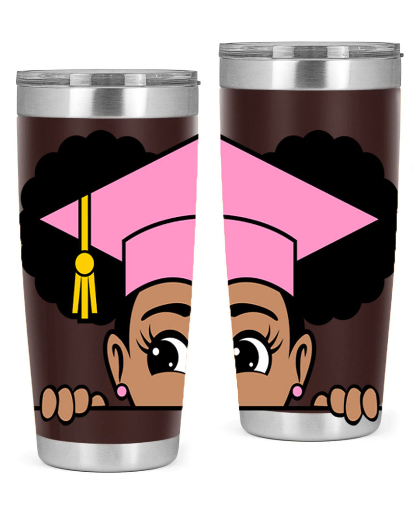 peekaboo afro puffs grad girl 23#- women-girls- Tumbler