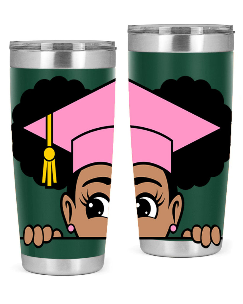 peekaboo afro puffs grad girl 23#- women-girls- Tumbler