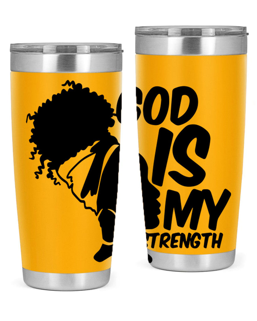god is my strength- black words phrases- Cotton Tank