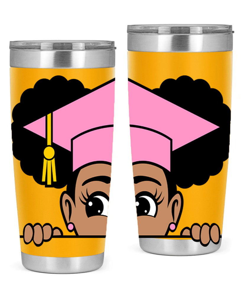peekaboo afro puffs grad girl 23#- women-girls- Tumbler