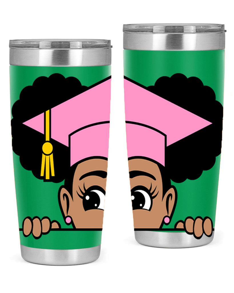 peekaboo afro puffs grad girl 23#- women-girls- Tumbler