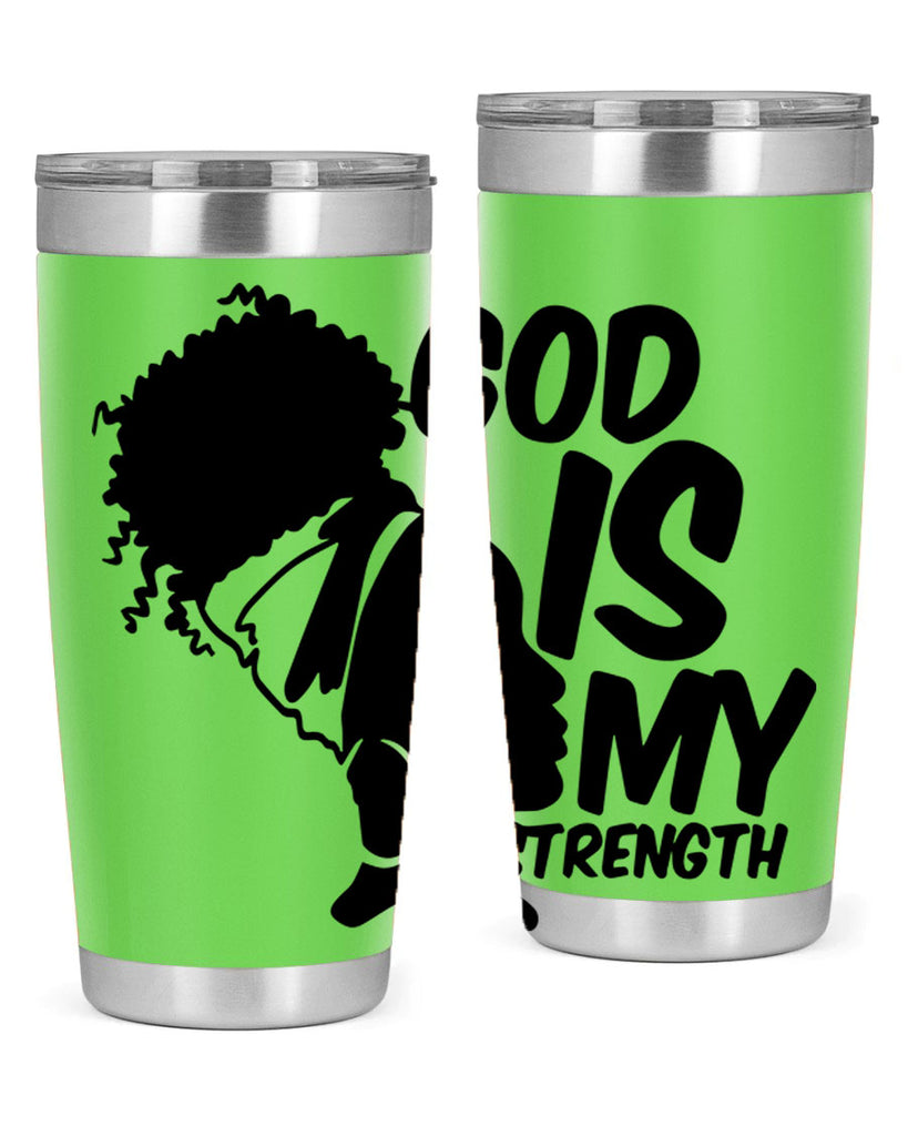 god is my strength- black words phrases- Cotton Tank