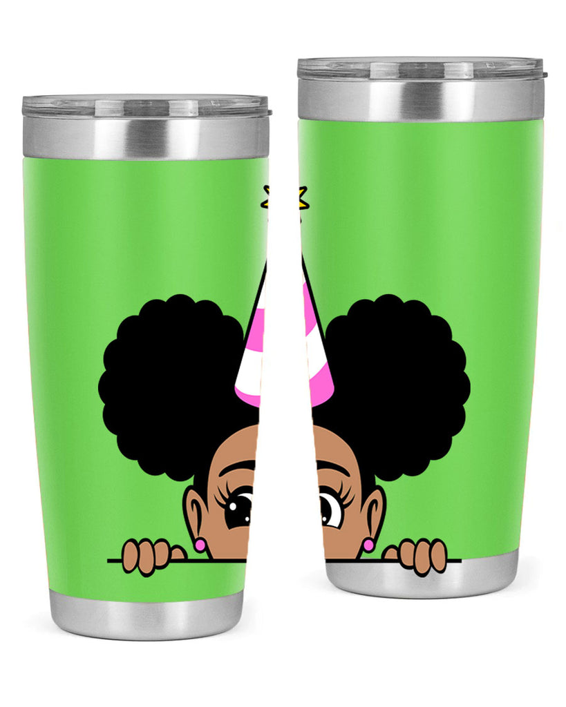 peekaboo afro puffs birthday girl 24#- women-girls- Tumbler