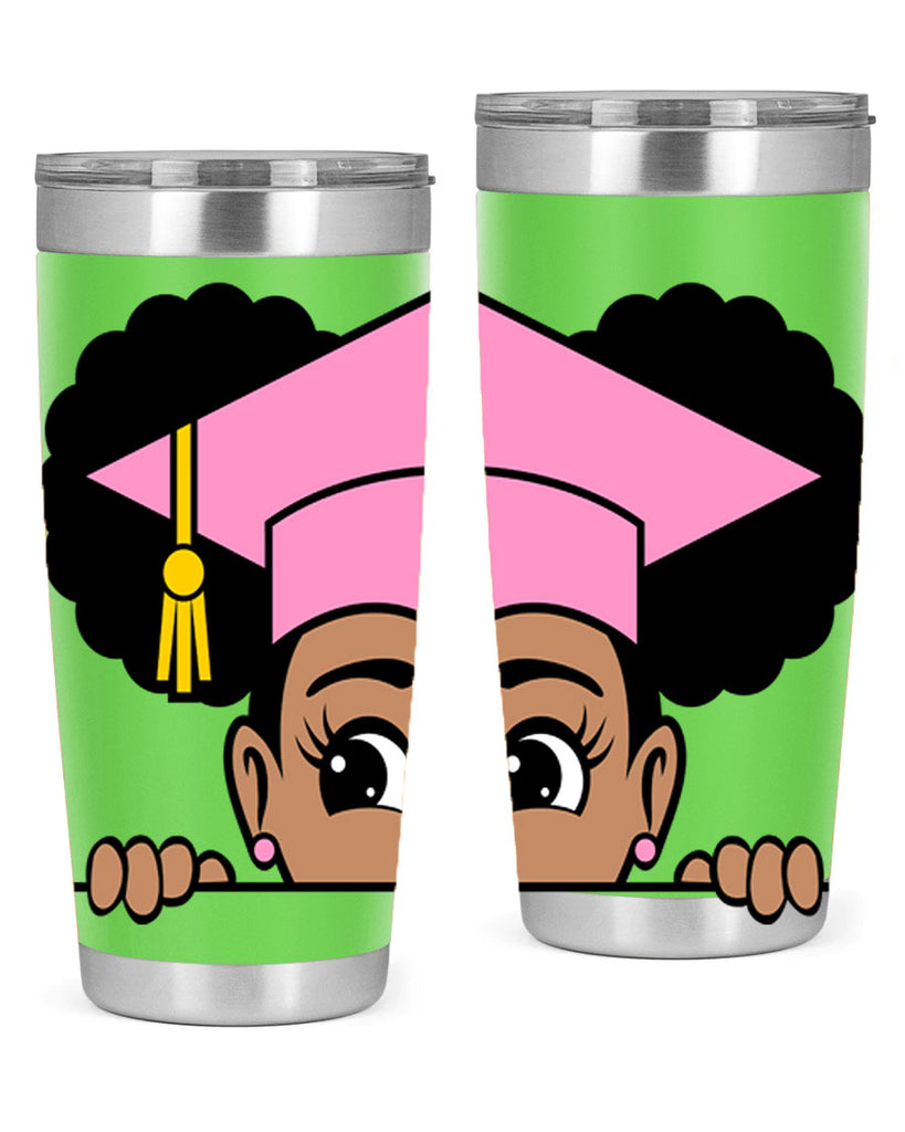 peekaboo afro puffs grad girl 23#- women-girls- Tumbler