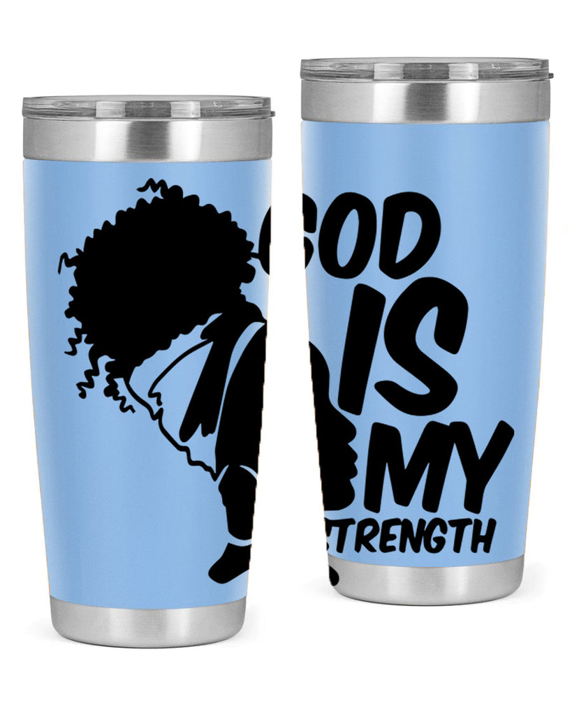 god is my strength- black words phrases- Cotton Tank