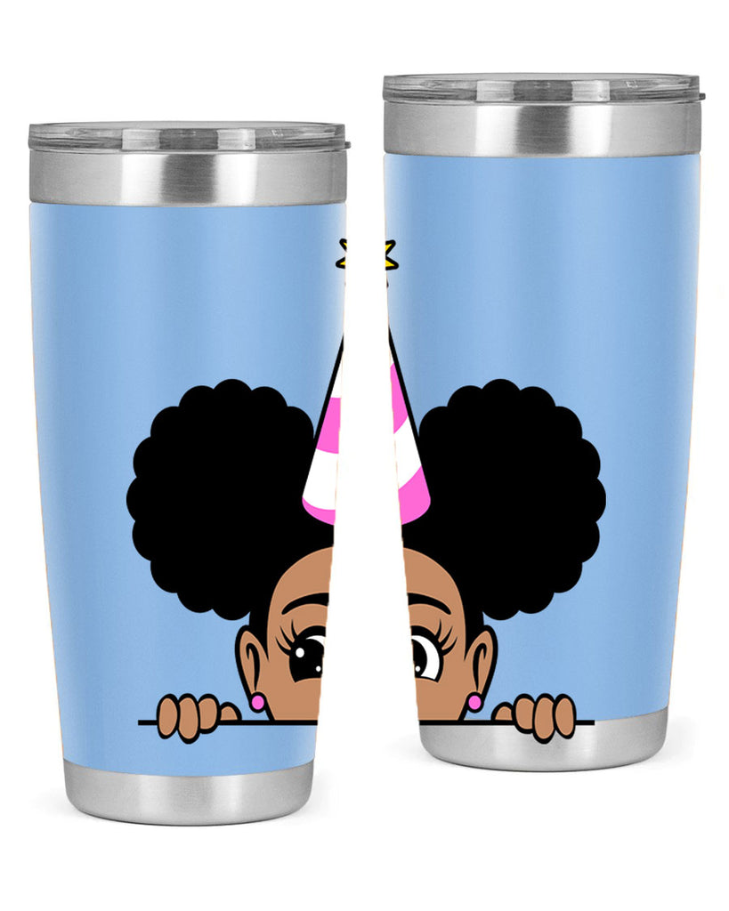 peekaboo afro puffs birthday girl 24#- women-girls- Tumbler