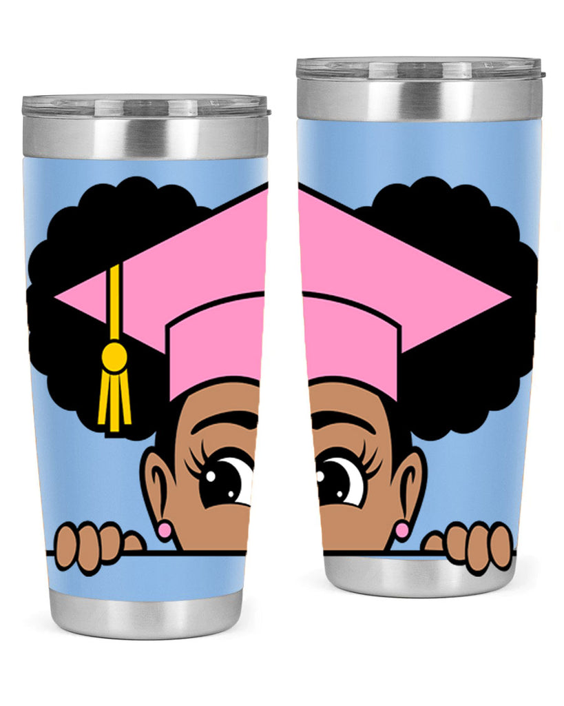 peekaboo afro puffs grad girl 23#- women-girls- Tumbler