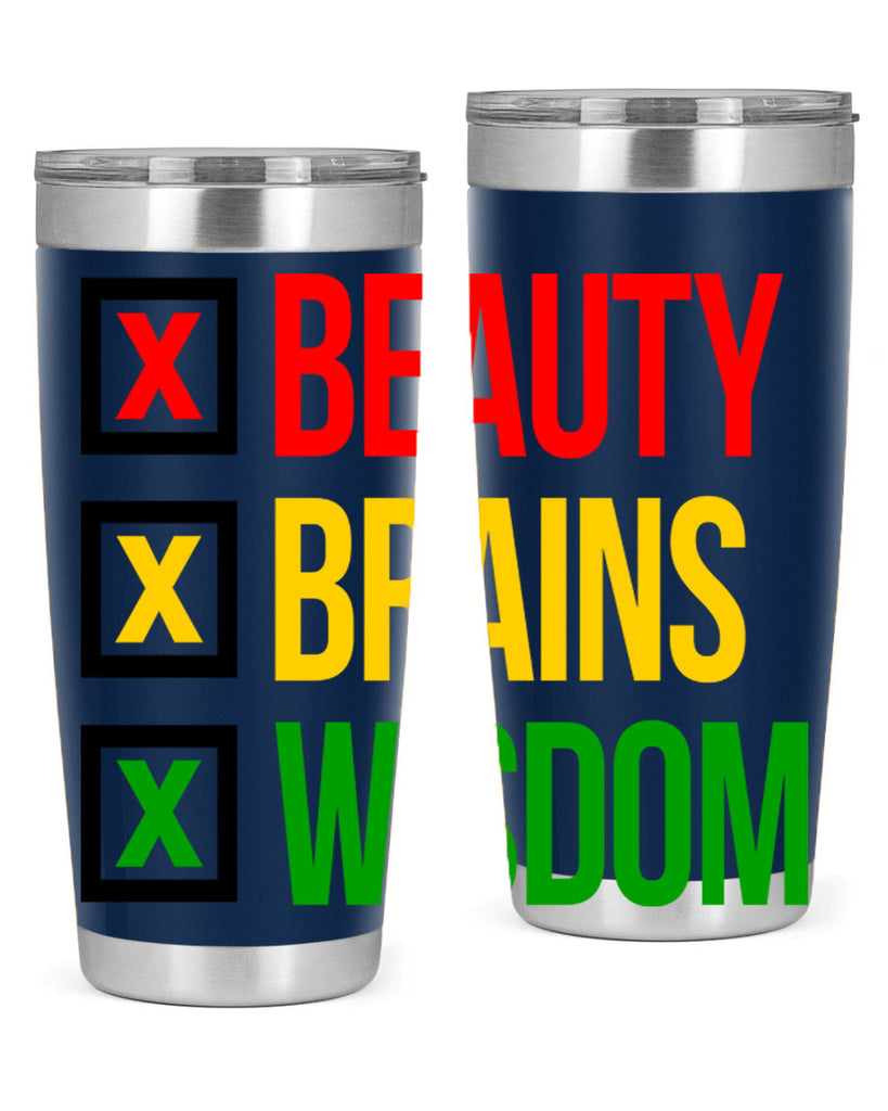 beauty brains wisdom 262#- black words phrases- Cotton Tank