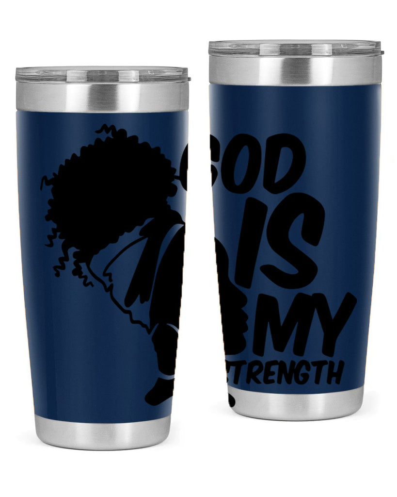 god is my strength- black words phrases- Cotton Tank