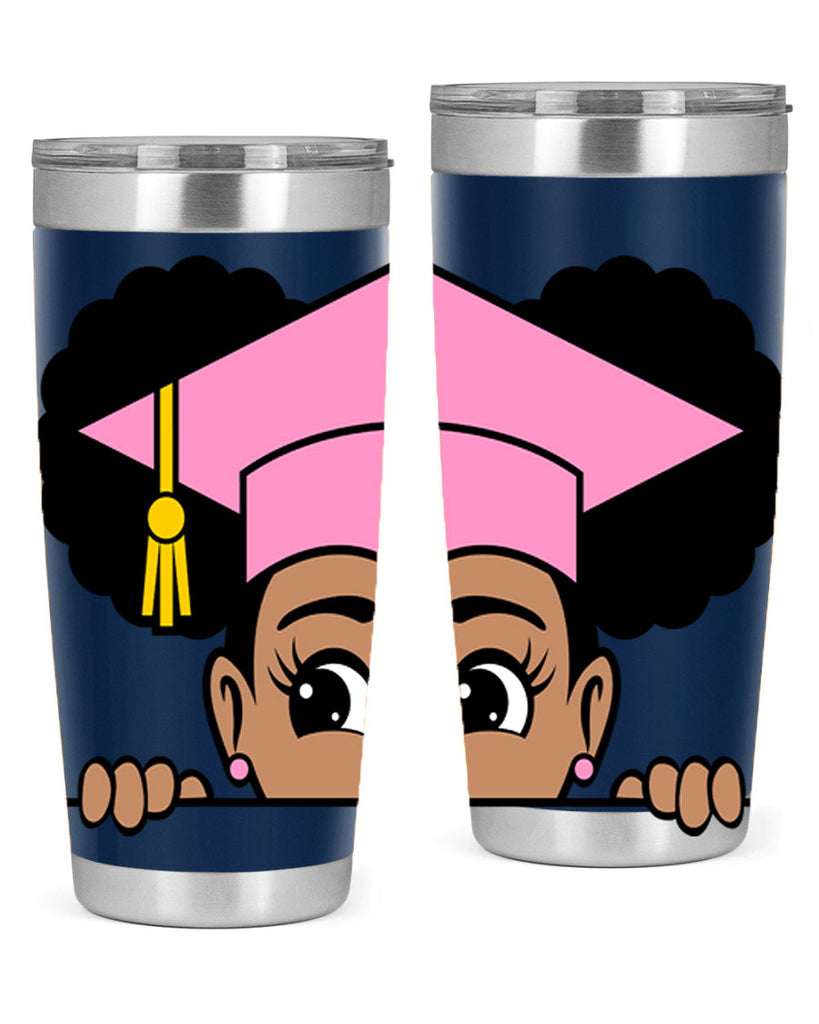 peekaboo afro puffs grad girl 23#- women-girls- Tumbler