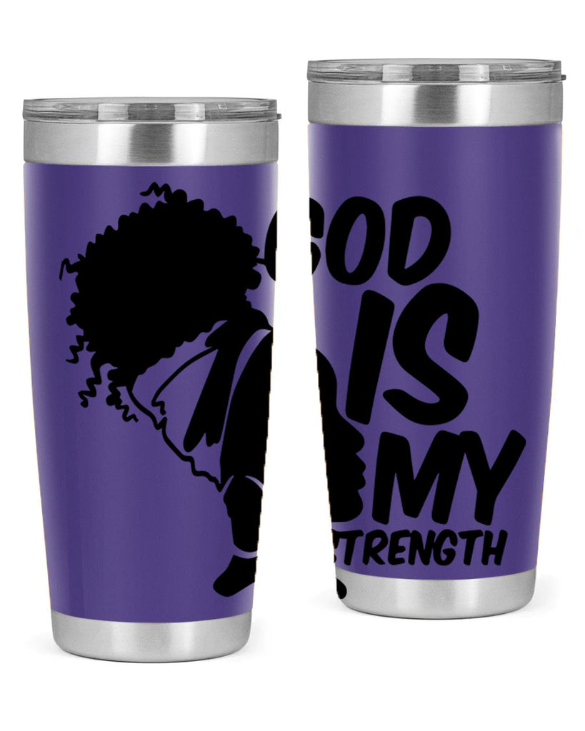 god is my strength- black words phrases- Cotton Tank
